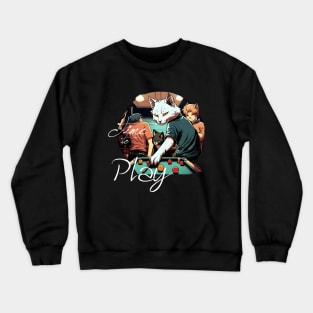 Cat Playing Pool Crewneck Sweatshirt